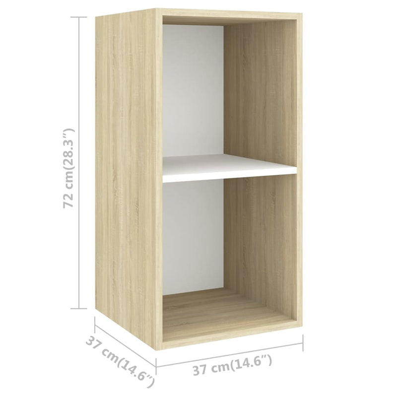 Wall-mounted TV Cabinet Sonoma Oak and White 37x37x72 cm Engineered Wood