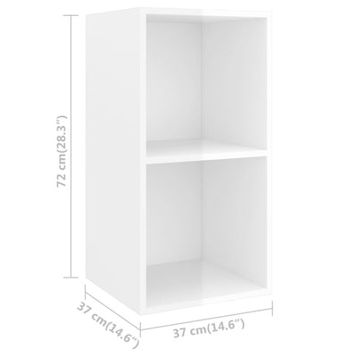 Wall-mounted TV Cabinet High Gloss White 37x37x72 cm Engineered Wood