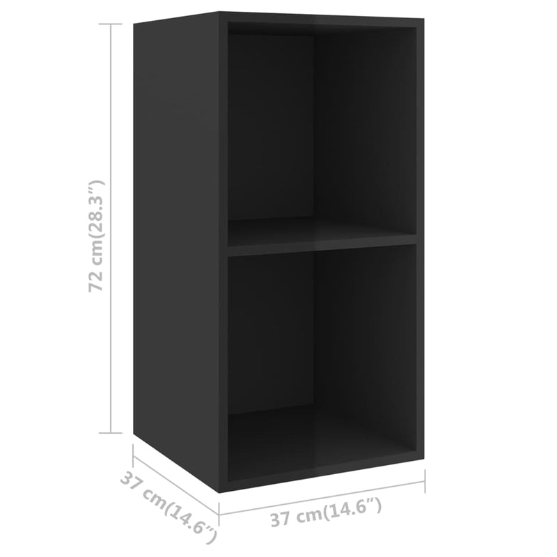 Wall-mounted TV Cabinet High Gloss Black 37x37x72 cm Engineered Wood