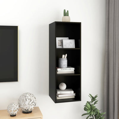 Wall-mounted TV Cabinet Black 37x37x107 cm Engineered Wood