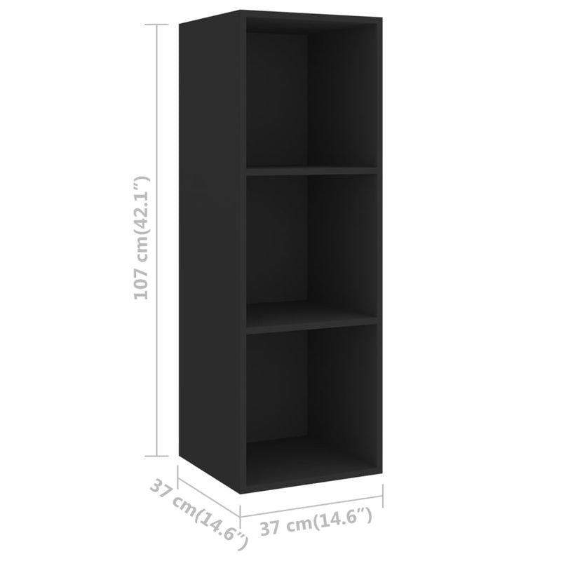 Wall-mounted TV Cabinet Black 37x37x107 cm Engineered Wood