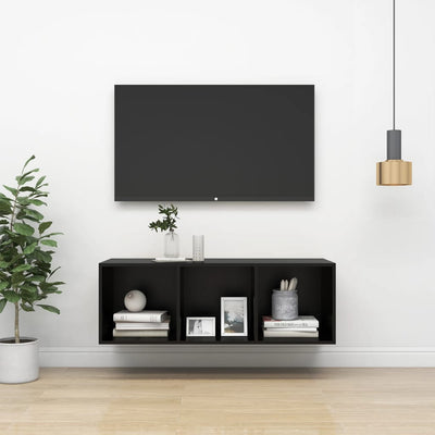 Wall-mounted TV Cabinet Black 37x37x107 cm Engineered Wood