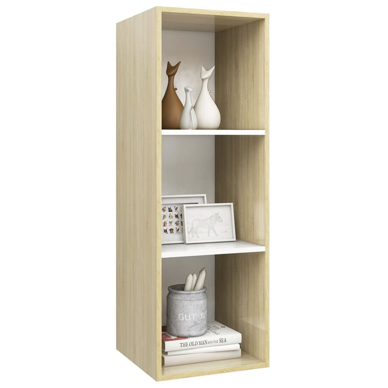 Wall-mounted TV Cabinet Sonoma Oak and White 37x37x107 cm Engineered Wood