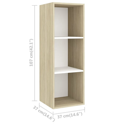 Wall-mounted TV Cabinet Sonoma Oak and White 37x37x107 cm Engineered Wood