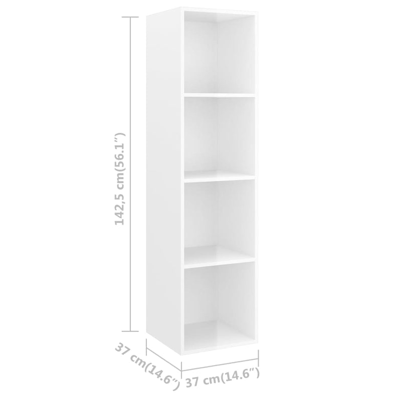 Wall-mounted TV Cabinet High Gloss White 37x37x142.5 cm Engineered Wood