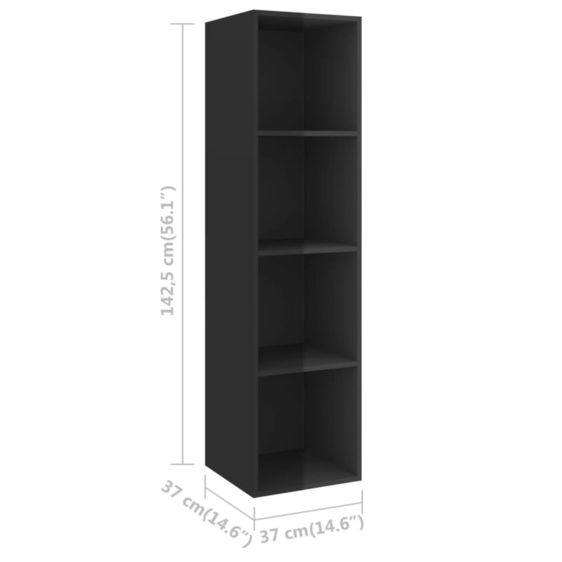 Wall-mounted TV Cabinet High Gloss Black 37x37x142.5 cm Engineered Wood