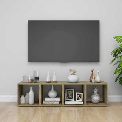 TV Cabinet White and Sonoma Oak 37x35x37 cm Engineered Wood