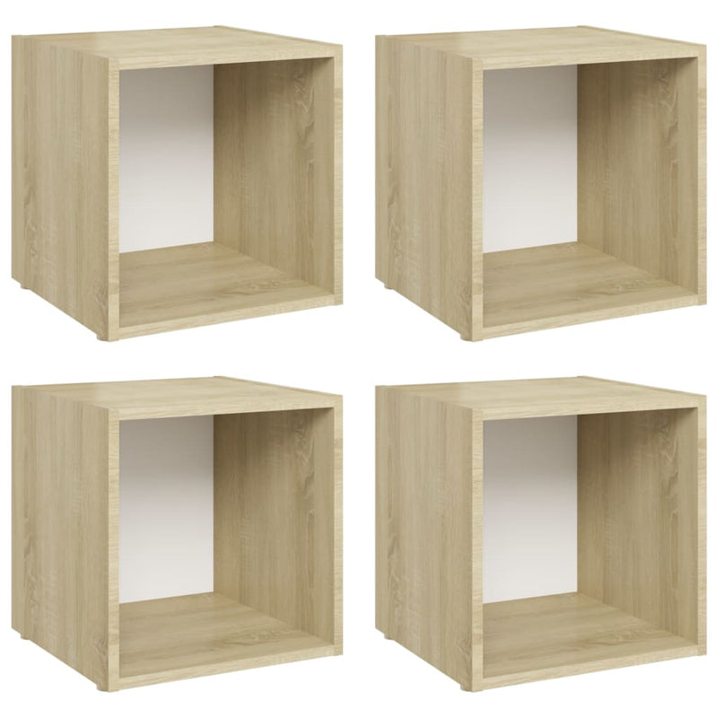 TV Cabinets 4 pcs White and Sonoma Oak 37x35x37 cm Engineered Wood