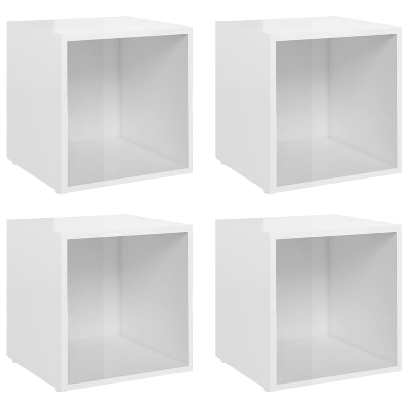 TV Cabinets 4 pcs High Gloss White 37x35x37 cm Engineered Wood