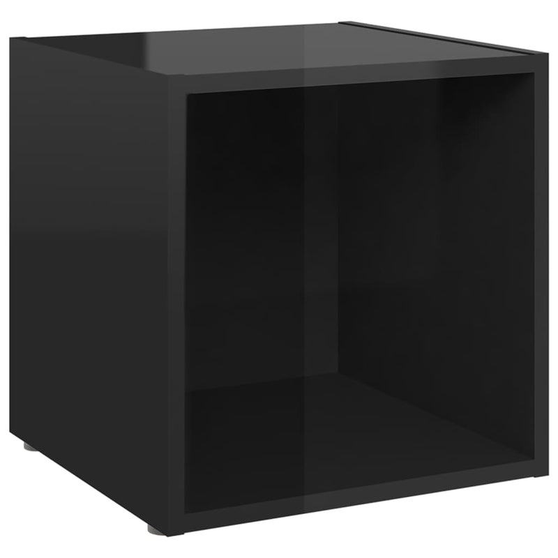 TV Cabinet High Gloss Black 37x35x37 cm Engineered Wood