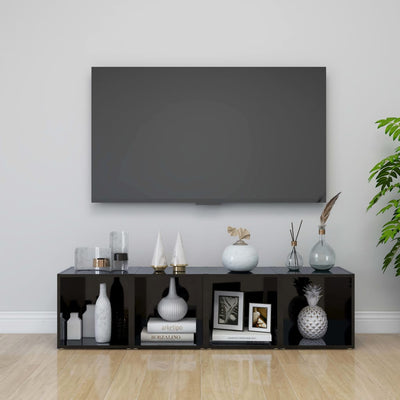 TV Cabinet High Gloss Black 37x35x37 cm Engineered Wood