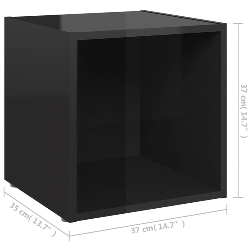 TV Cabinet High Gloss Black 37x35x37 cm Engineered Wood