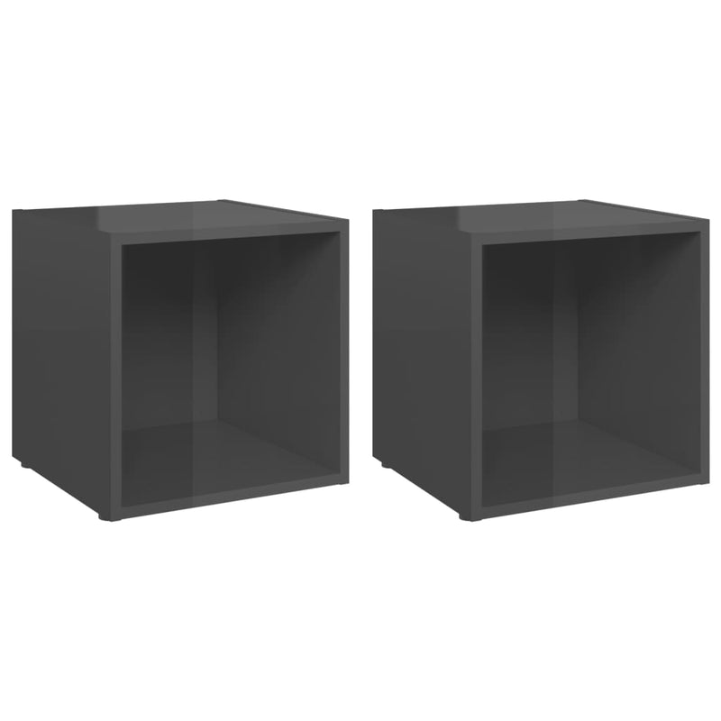 TV Cabinets 2 pcs High Gloss Grey 37x35x37 cm Engineered Wood