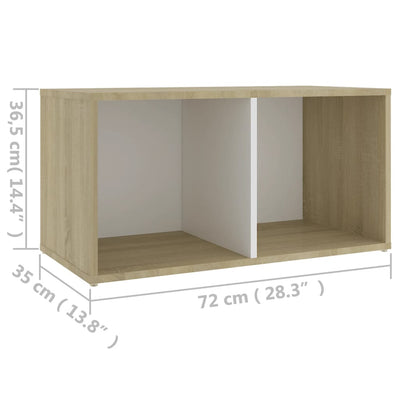 TV Cabinet White and Sonoma Oak 72x35x36.5 cm Engineered Wood