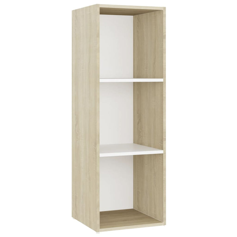 TV Cabinet White and Sonoma Oak 107x35x37 cm Engineered Wood