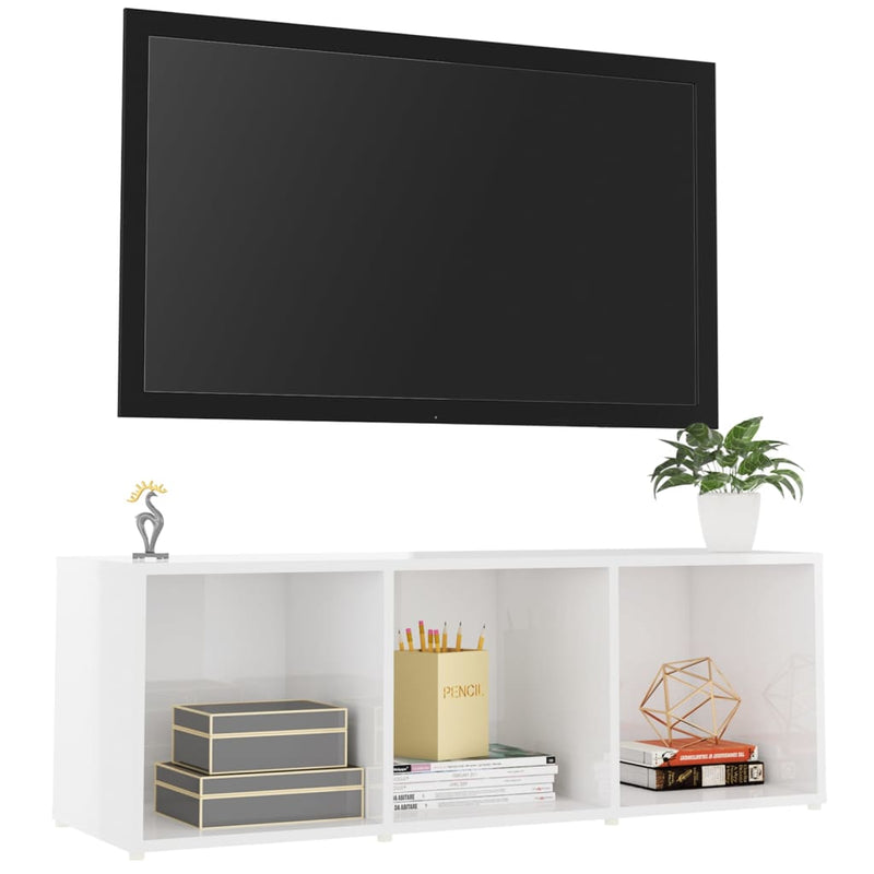 TV Cabinet High Gloss White 107x35x37 cm Engineered Wood