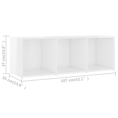 TV Cabinet High Gloss White 107x35x37 cm Engineered Wood