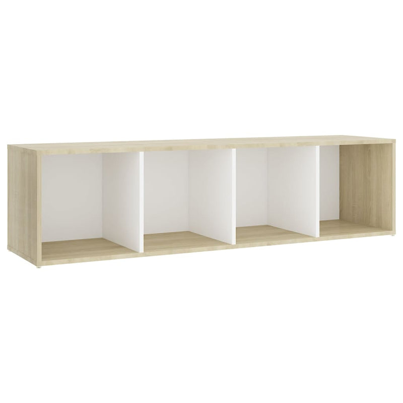 TV Cabinet White and Sonoma Oak 142.5x35x36.5 cm Engineered Wood