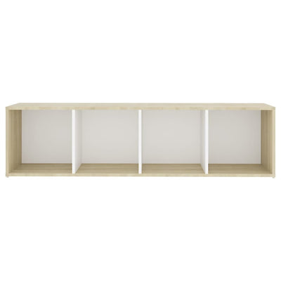 TV Cabinet White and Sonoma Oak 142.5x35x36.5 cm Engineered Wood