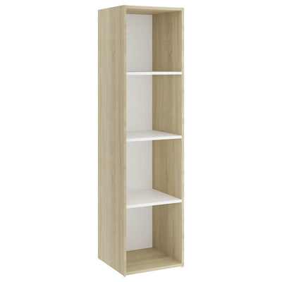 TV Cabinet White and Sonoma Oak 142.5x35x36.5 cm Engineered Wood