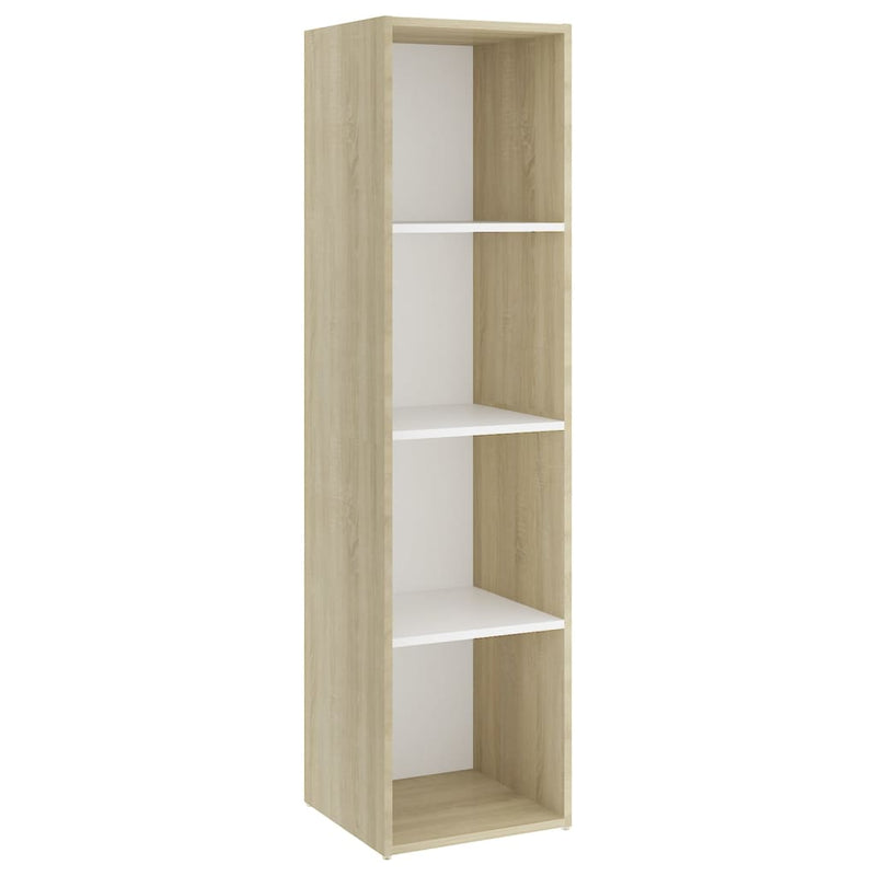 TV Cabinet White and Sonoma Oak 142.5x35x36.5 cm Engineered Wood