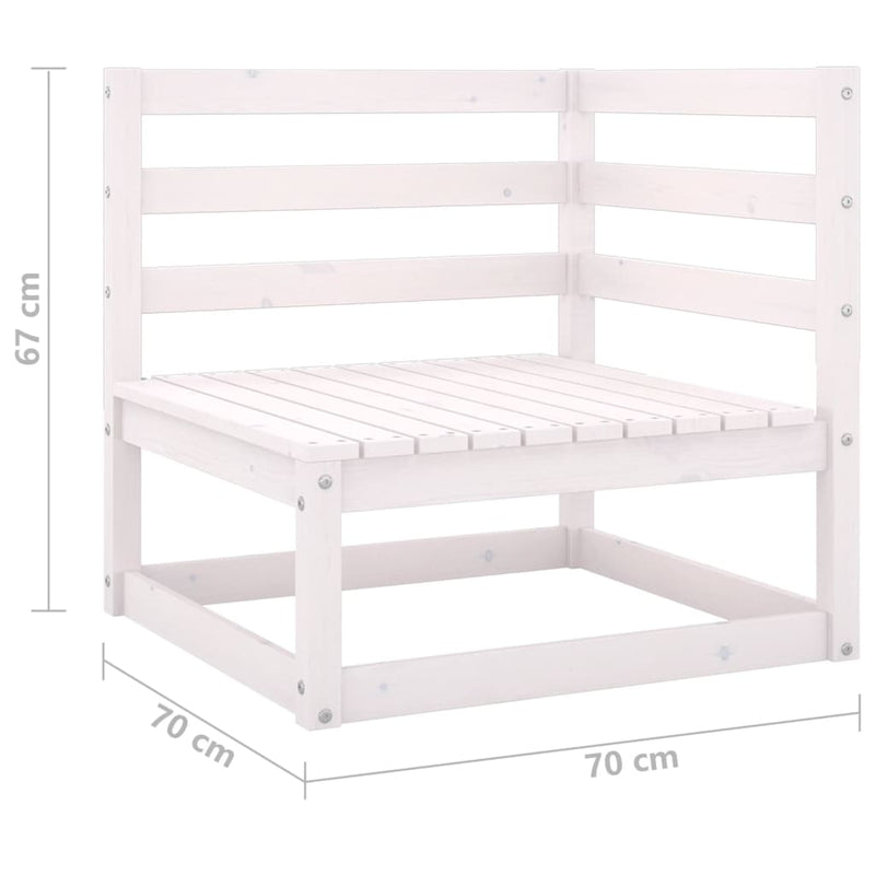 Garden Corner Sofa White Solid Pinewood