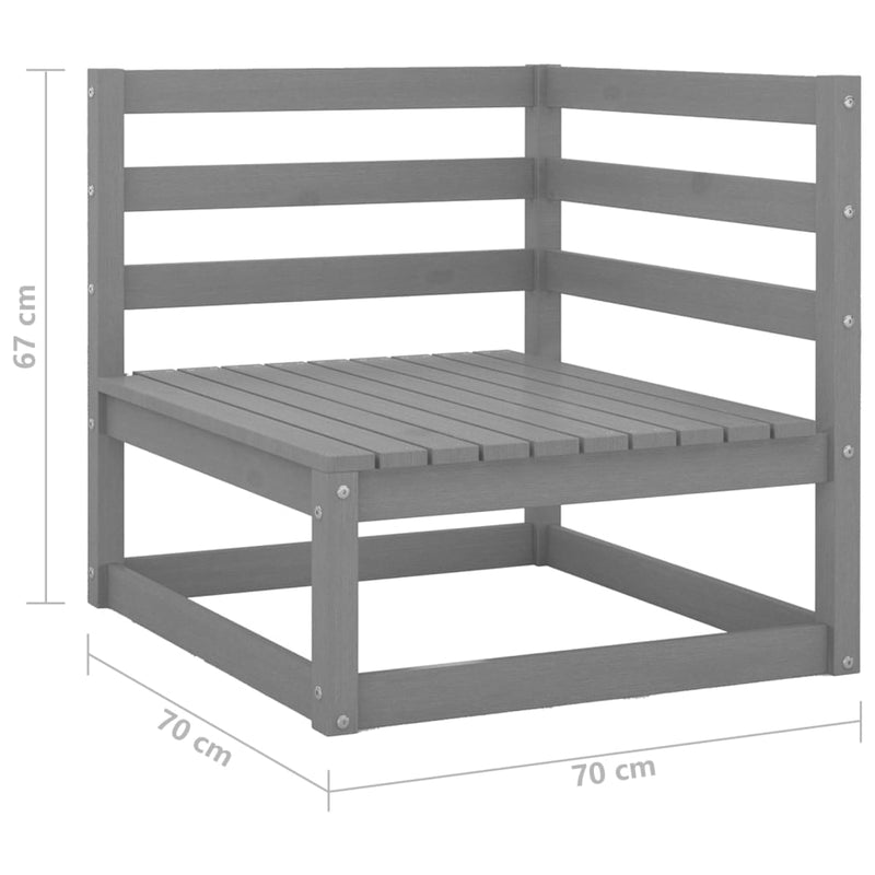 Garden Corner Sofa Grey Solid Pinewood