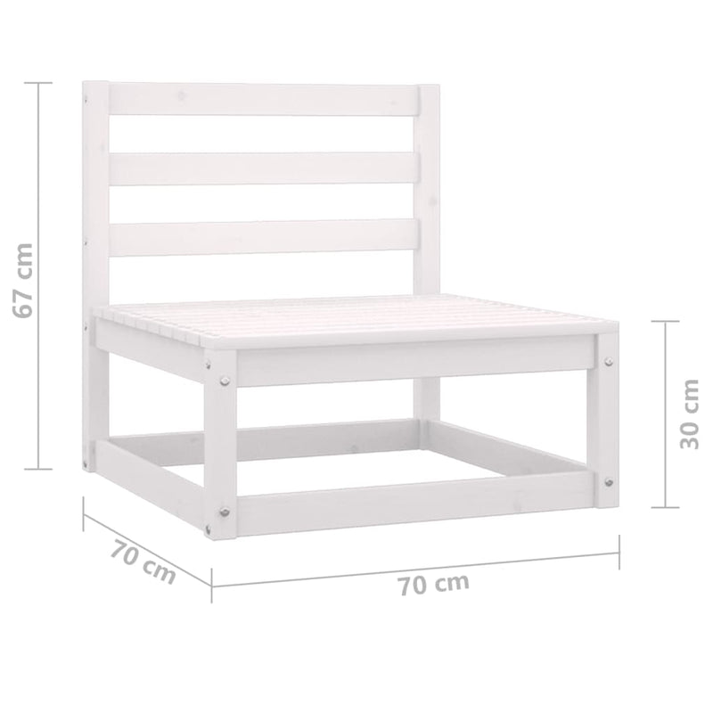 Garden Middle Sofa White Solid Pinewood