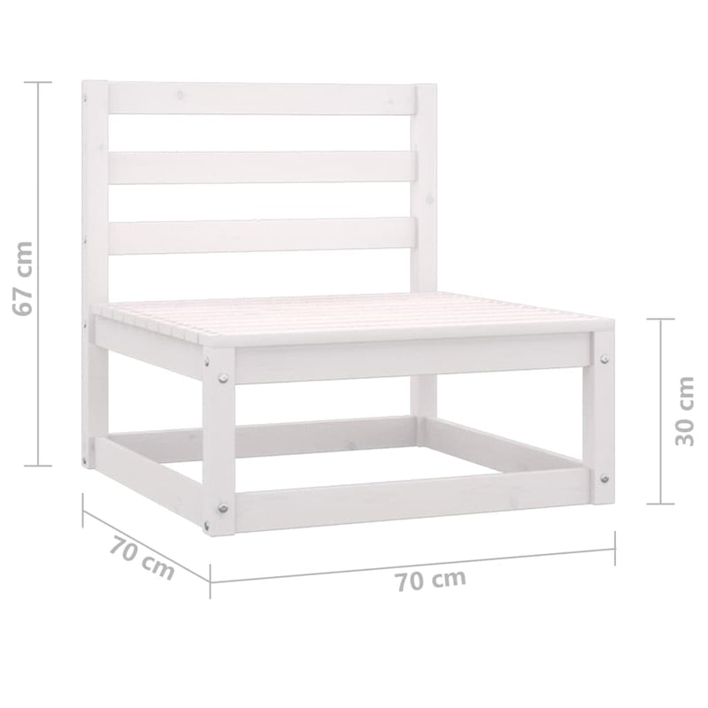 Garden Middle Sofas 2 pcs White Solid Pinewood