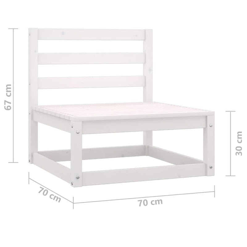 Garden Middle Sofas 3 pcs White Solid Pinewood