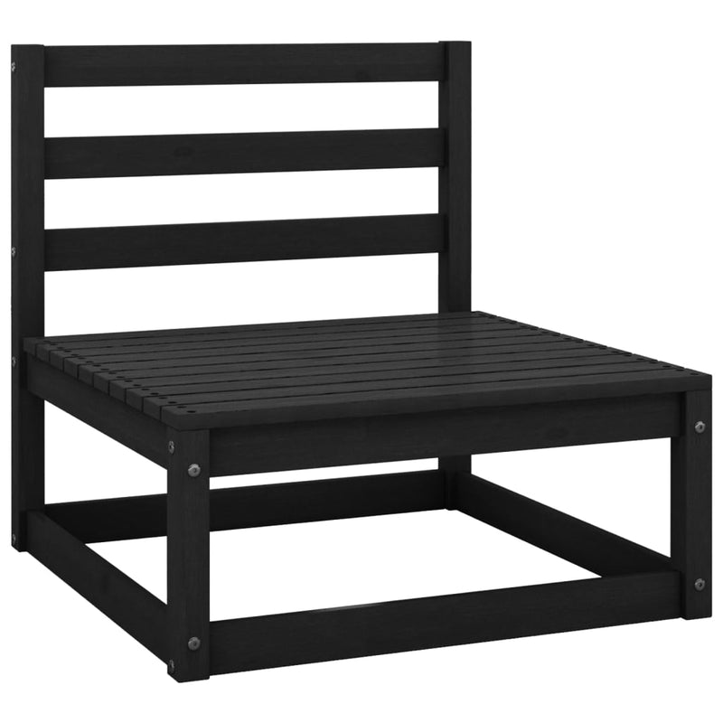 2 Piece Garden Lounge Set Black Solid Pinewood