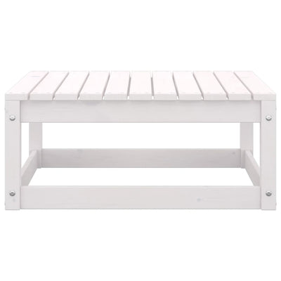 Garden Footstool with Cushion White Solid Pinewood