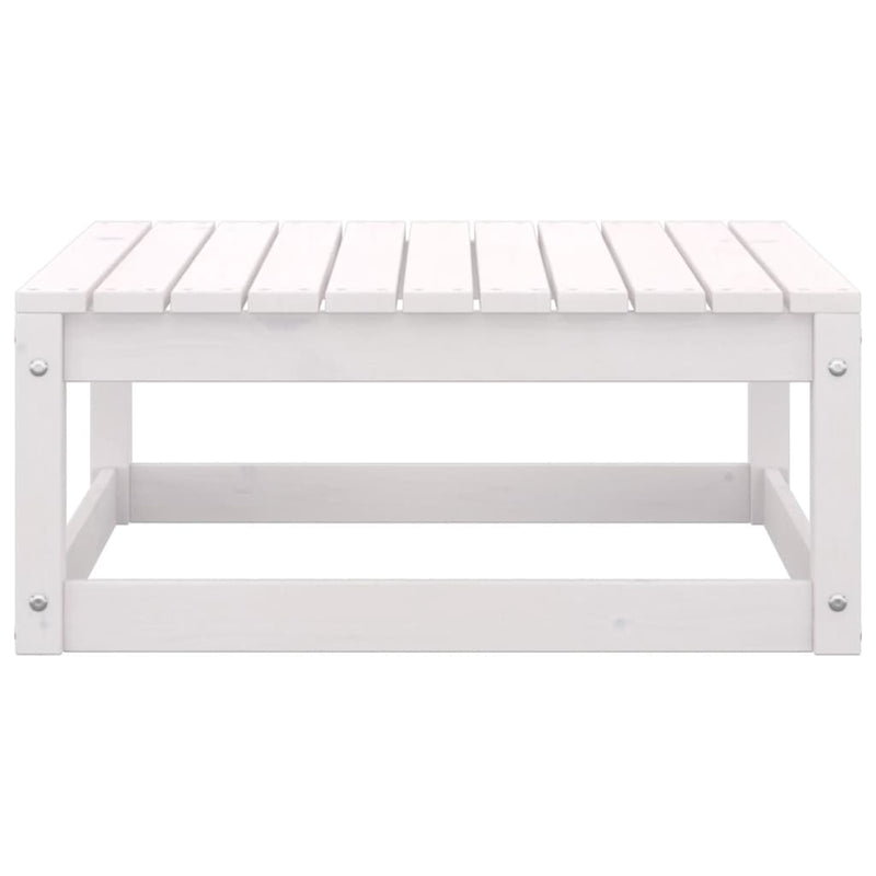 Garden Footstool with Cushion White Solid Pinewood