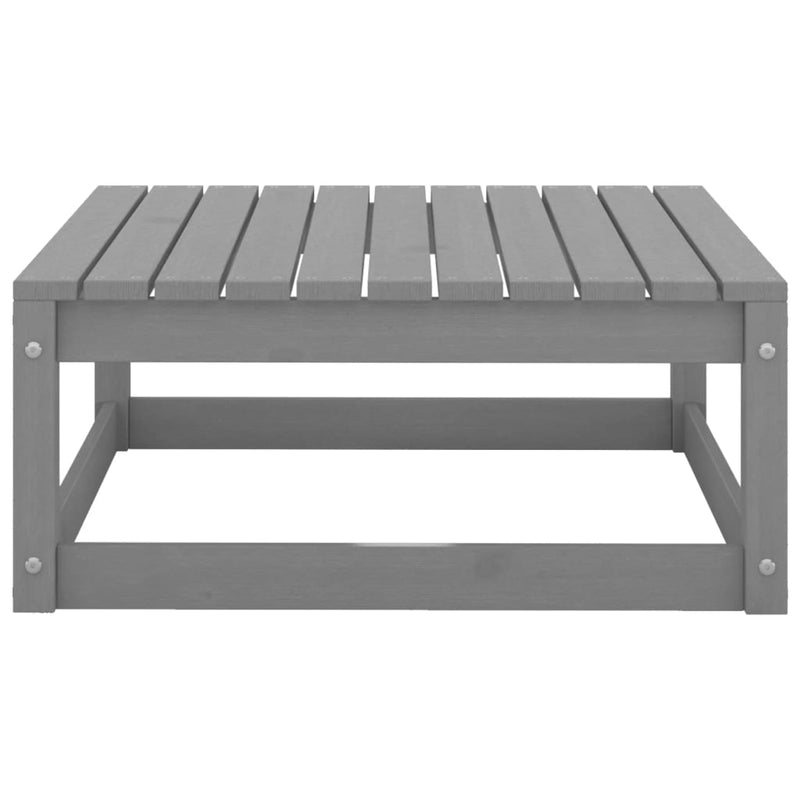 Garden Footstool with Cushion Grey Solid Pinewood