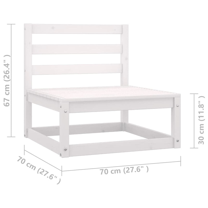 Solid Pinewood Garden Lounge Set 2 Piece with Cushions White