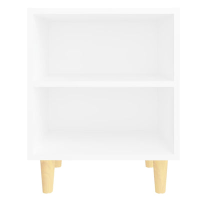 Bed Cabinet with Solid Wood Legs White 40x30x50 cm