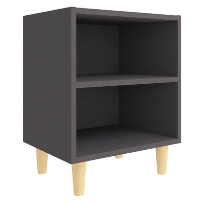 Bed Cabinets with Solid Wood Legs 2 pcs Grey 40x30x50 cm