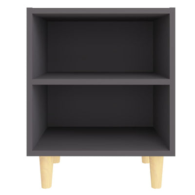 Bed Cabinets with Solid Wood Legs 2 pcs Grey 40x30x50 cm