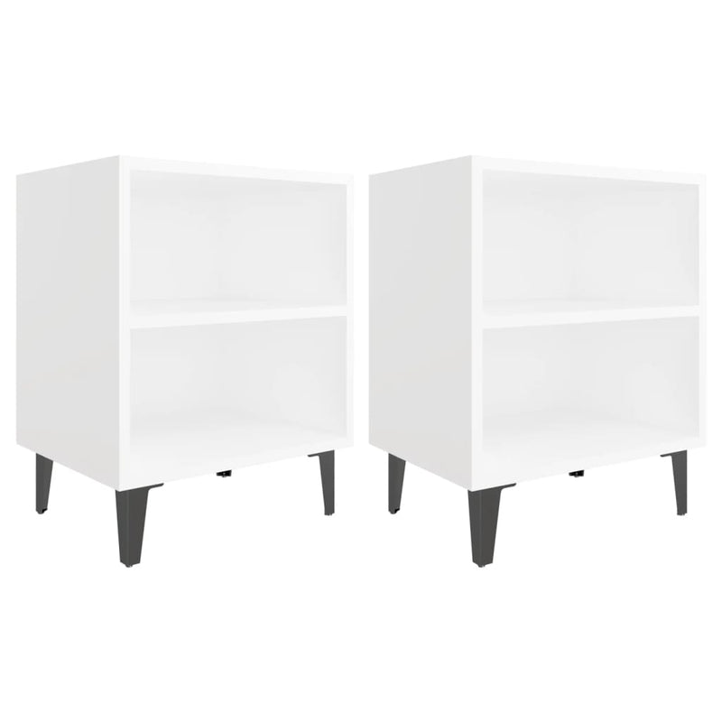 Bed Cabinets with Metal Legs 2 pcs White 40x30x50 cm