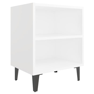 Bed Cabinets with Metal Legs 2 pcs White 40x30x50 cm