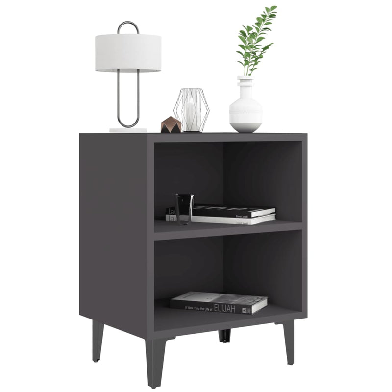 Bed Cabinet with Metal Legs Grey 40x30x50 cm