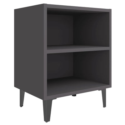 Bed Cabinets with Metal Legs 2 pcs Grey 40x30x50 cm