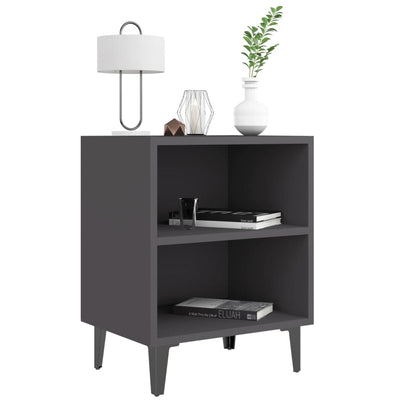 Bed Cabinets with Metal Legs 2 pcs Grey 40x30x50 cm