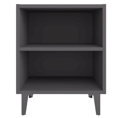 Bed Cabinets with Metal Legs 2 pcs Grey 40x30x50 cm