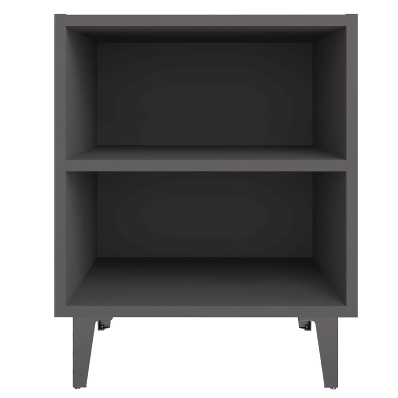 Bed Cabinets with Metal Legs 2 pcs Grey 40x30x50 cm