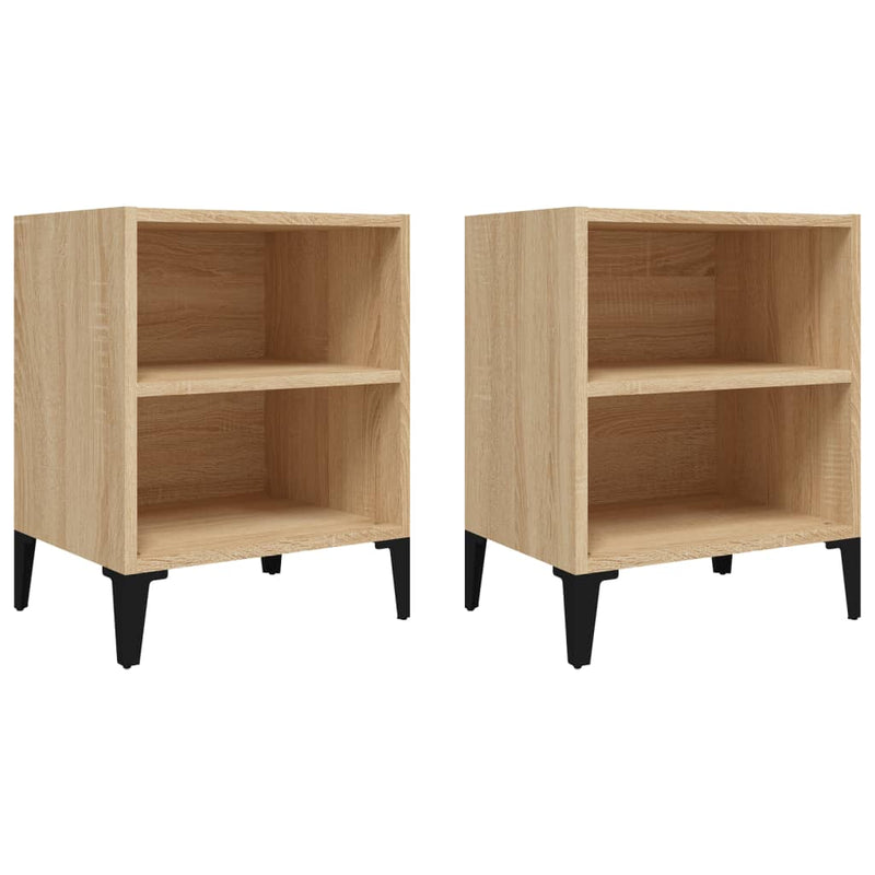 Bed Cabinets with Metal Legs 2 pcs Sonoma Oak 40x30x50 cm