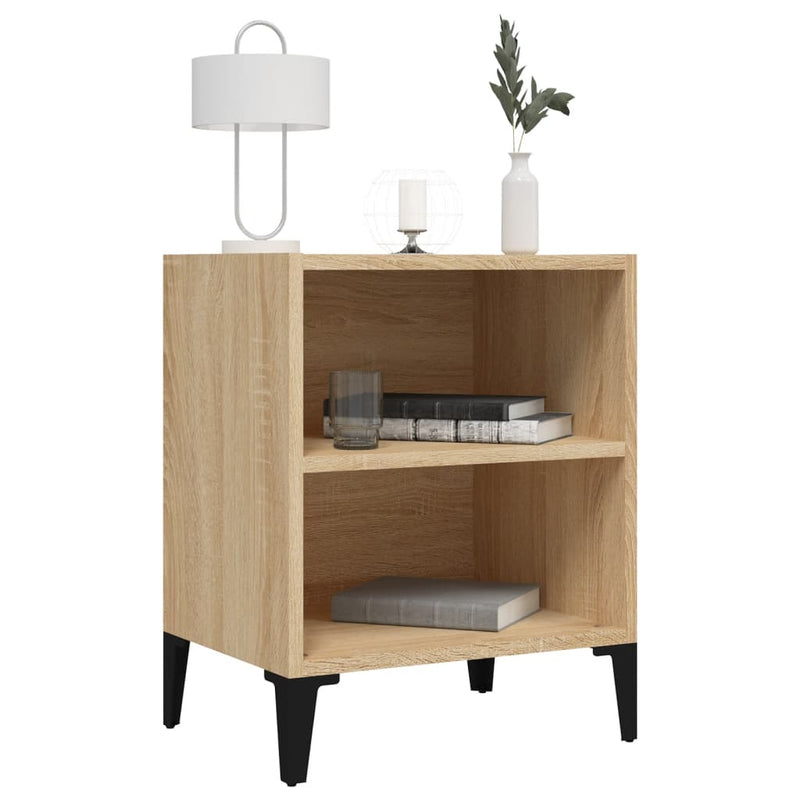 Bed Cabinets with Metal Legs 2 pcs Sonoma Oak 40x30x50 cm