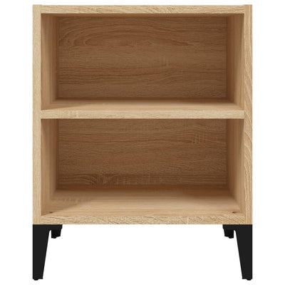 Bed Cabinets with Metal Legs 2 pcs Sonoma Oak 40x30x50 cm