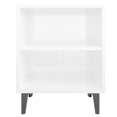 Bed Cabinets with Metal Legs 2 pcs High Gloss White 40x30x50 cm