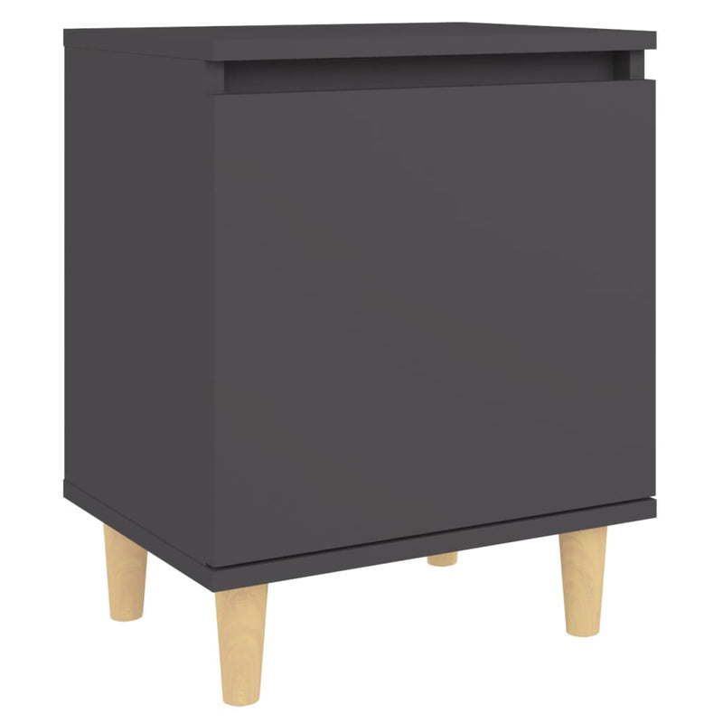 Bed Cabinets with Solid Wood Legs 2 pcs Grey 40x30x50 cm